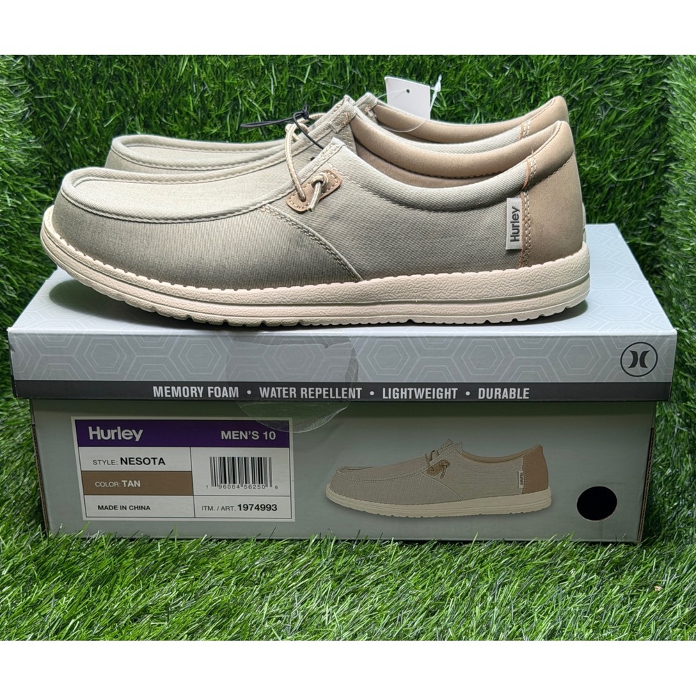 Hurley Nesota Mens 10 Tan Memory Foam Water Repellent Slip On Shoes 1974993